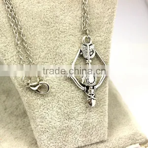 Fashion Jewelry 2015 Zinc Alloy Antique Silver Bow and Arrow Necklace thumbnail-3