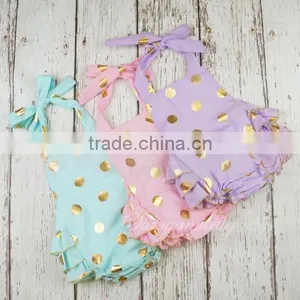 2016 Summer New Arrivals Girl Gold Stamp Dot Rompers Infant Toddlers Cotton Jumpsuits With Three Colors thumbnail-3