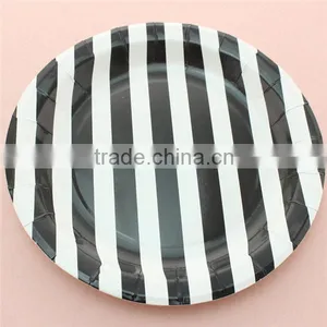 9 Inch Disposable Colorful Round Striped Paper Plate thumbnail-1