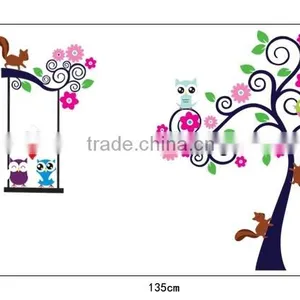 ALFOREVER the Colorful Owl Tree Sticker,putty Owl Decals thumbnail-3