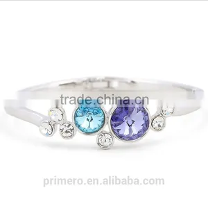 Fashion Silver Plated With Crystal Round Charms Bracelets Bangles Wedding Jewelry thumbnail-4