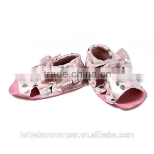 Glitter Dot Baby Moccasins,Toddler Leather Moccasins Fringe Bow Baby Booties Shoes thumbnail-2
