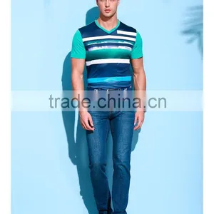 Summer New Product Men's Business Casual Fashionable Stripe T-shirt With Short Sleeves thumbnail-1