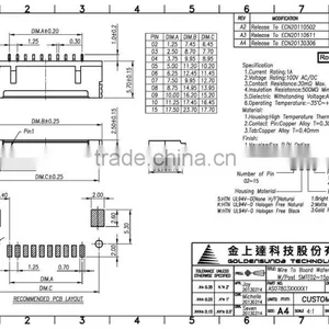 1.25mm Pitch SMT 90 Right Angle Type 20, 25, 30 Pin Available 20 Pin Connector thumbnail-5