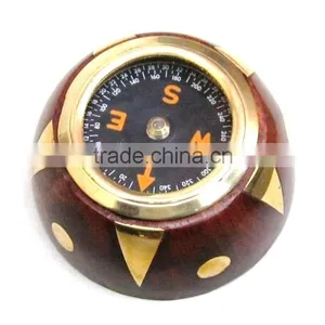 Antique Nautical Wooden Base Compass- Wooden Compass 13454 thumbnail-1