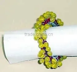 Gold Napkin Ring, Beaded Napkin Ring, Crystal Napkin Ring thumbnail-1