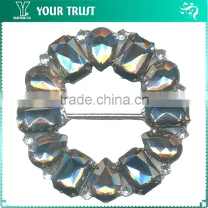 3MM Clear Cystal Rhinestone Oval Frame Rhodium Metal Belt Buckle thumbnail-4
