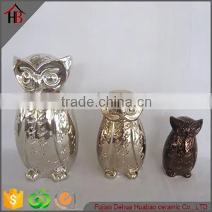Electroplate Ceramic Owl Figurine Sculpture thumbnail-1