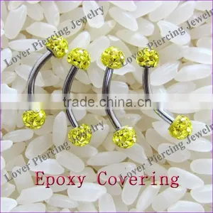 Wholesale With Epoxy Covering Balls High Polish Stainless Steel Unique Eyebrow Rings [FC-829] thumbnail-1
