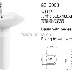 GC-6003 Hot Sale Pedestal Basin,ceramic Sink With Pedestal,hotel Basin,bathroom Hand Basin thumbnail-2