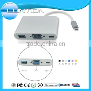 USB-C Hub Digital av Multiport Adapter Type c to Usb3.0 + Vga + Type c Adapter For Apple Macbook 12" & LENOVO ZUK Z1 OTG Nexus 6 thumbnail-1