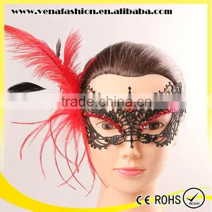 Gothic Model Feather Black Lace Mask, Lace Eye Mask thumbnail-1