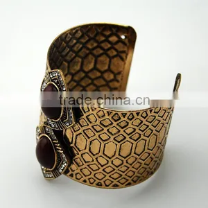 Indian Jewelry Widely Anti Gold Stone Cuff Metal Bracelet thumbnail-2