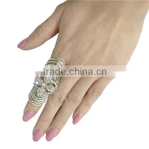 White Gold Plated Vintage Bling Punk Knuckle Rings Beautiful Crystal Women Wedding Finger Ring thumbnail-4