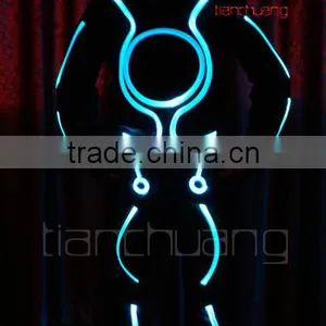 Remote & DMX512 Controlled Full Color LED Fiber Optic Tron Dance Costumes thumbnail-2