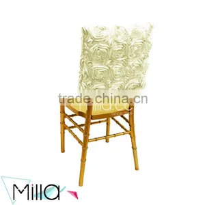 Wedding Embroidered Satin Rosette Square Top Chair Cap Covers Quality Choice thumbnail-3