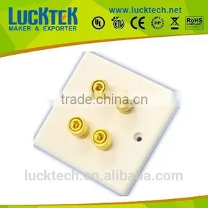 4 Binding Posts White Plastic Speaker Wall Plate thumbnail-1