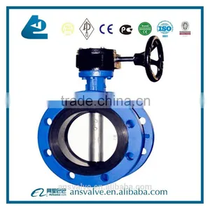 China Manufacturer Double Flanged Rubber Butterfly Valve With Hand Lever and Worm Gear thumbnail-2