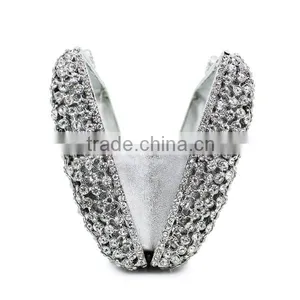 Silver Clutch Evening Bag Bridal Wedding Handbags Fancy Ladies Purse (88164A-S) thumbnail-4