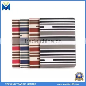 Wholesale Price Stripe Pattern Leather Flip Case Cover With Card Slot for IPad Air 2 thumbnail-5