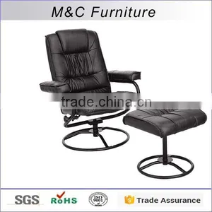 Economic Steel Frame Relax Black PU Sofa With Ottoman thumbnail-1