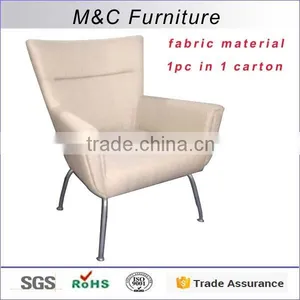 Leisure Meeting Room White Fabric Guest Chair Without Wheels thumbnail-1