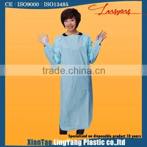 Waterproof Medical Isolation Hospital Disposable CPE Blue Surgical Gowns thumbnail-1