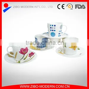 Wholesale 240ml Ceramic Tea Cup and Saucer With Flower Decal thumbnail-3