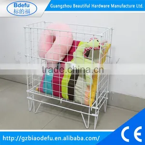 Supermarket Wire Mesh Basket, Foldable Square Metal Display Wire Dump Bin, Metal Retail Storage Bin thumbnail-1