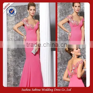 Se61 Sex Low-Cut Sleeveless Appliqued Sequins Back Open Mermaid Long Evening Dress thumbnail-1