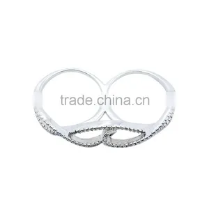 The Sexy Lips Ring Design for Lady's,925 Silver Wholesale Micro Pave Setting Double Fingers Ring thumbnail-2