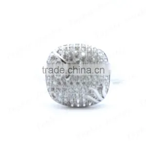 925 Sterling Silver Imitation Micro Pave Setting Ring thumbnail-2