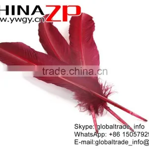 ZPDECOR Bulk Sale Feather Size From 30cm to 35cm Dyed Burdundy Solid Color Turkey Feathers thumbnail-2