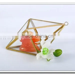 [] Small Decorative Glass Vase for Your Home Decoration or Wedding Table[] Brass Geometirc Modern Glass Vases for Wedding Tables thumbnail-3