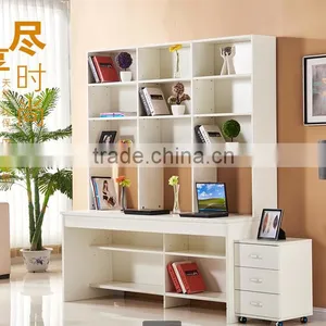 Double Studying Desk With Super Bookcase And Useful Drawer Cabinet thumbnail-4