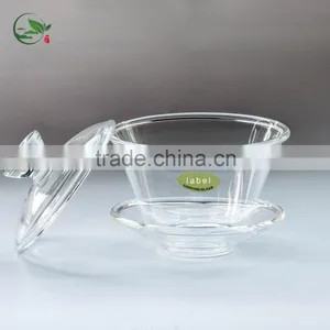 2016 Hot Selling Borosilicate Heat-resistant Gaiwan Mouth-blown Clean Glass Lid Tea Cup And Saucer Tea Set thumbnail-4