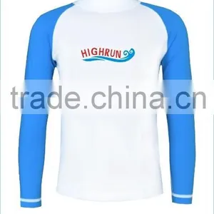 (Hot Selling)Men's Blue and White Long Sleeve UPF50+ Sun Protection Surf Shirts/bjj Rash Vest thumbnail-1