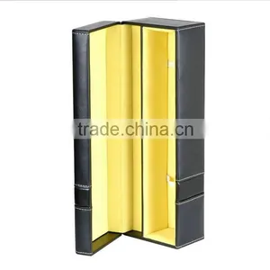 Chinese Factories Wholesale Custom Luxury Single Bottled Wine Box, Leather Black Fashion Beautiful Gift Box thumbnail-2