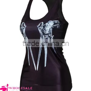 2015 Newest Women's Black Stringer Tank Top Bird in the Cage Printed Tank Tops Wholesale thumbnail-5