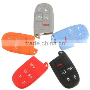 Silicone Remote Smart Control Key 5 Button Car Key Case Cover for Jeep or for Dodge for Chrysler for Fiat thumbnail-1