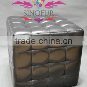 Indian Leather Ottoman Pouf thumbnail-1