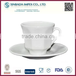Fine Ceramic Cup and Saucer, White Plain Ceramic Cup Chinese Tea Set thumbnail-2
