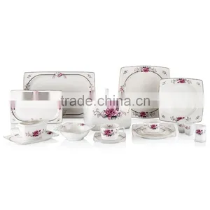 Fine Porcelain 85pcs Dinner Set Sqaure Shape 121pcs Dinnerware With Flower Design thumbnail-1