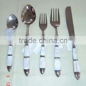 5 Pcs Brass Cutlery Set With Mother of Pearl Handle thumbnail-1
