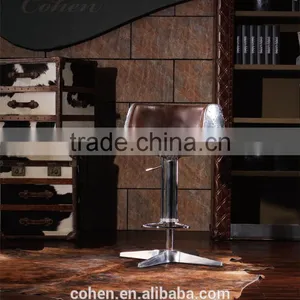 Foshan Wooden Furniture Europe/American Chesterfield Sofa Vintage Top Grain Leather Bar Chair Factory Derect Sale thumbnail-4