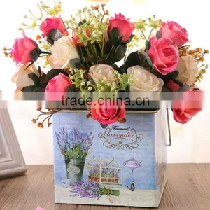 Galvanized Metal Bucket Garden Metal Bucket Wooden Handle Flower Metal Bucket thumbnail-1