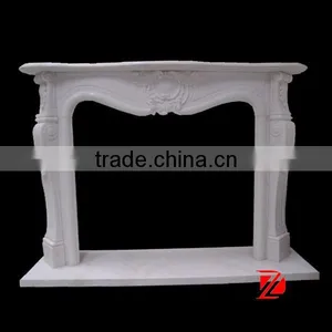 Contracted Style White Marble Fireplace Mantel thumbnail-1
