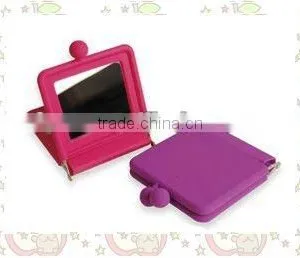 New Style! Mini Fashion Colorful Silicone Purse Mirror Cosmetic Purse Mirrors thumbnail-1