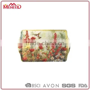 Wholesale Flowers & Birds Printing Rectangle Malemine Non Slip Natural Vacuum Formed Plastic Tray thumbnail-1