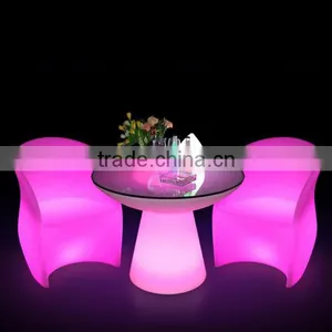 Popular Fashionable Led Luminous Round Bar Table and Chairs Stool Sets thumbnail-4